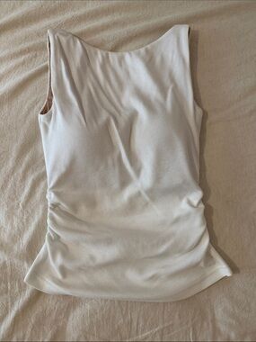 OGL White Ribbed Elastic Open Back Bra Tank